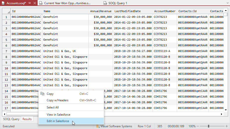 SOQL Studio - Premium force.com SOQL query editor - Visual Software ...